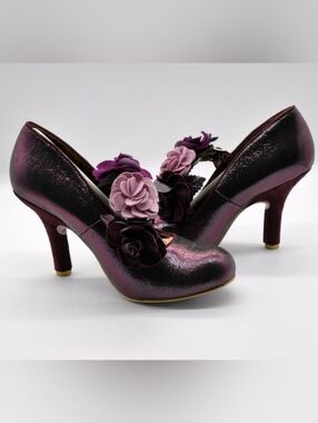 IC Aurora Purple Floral Accent Women's Heels. NIB.  Size 39
